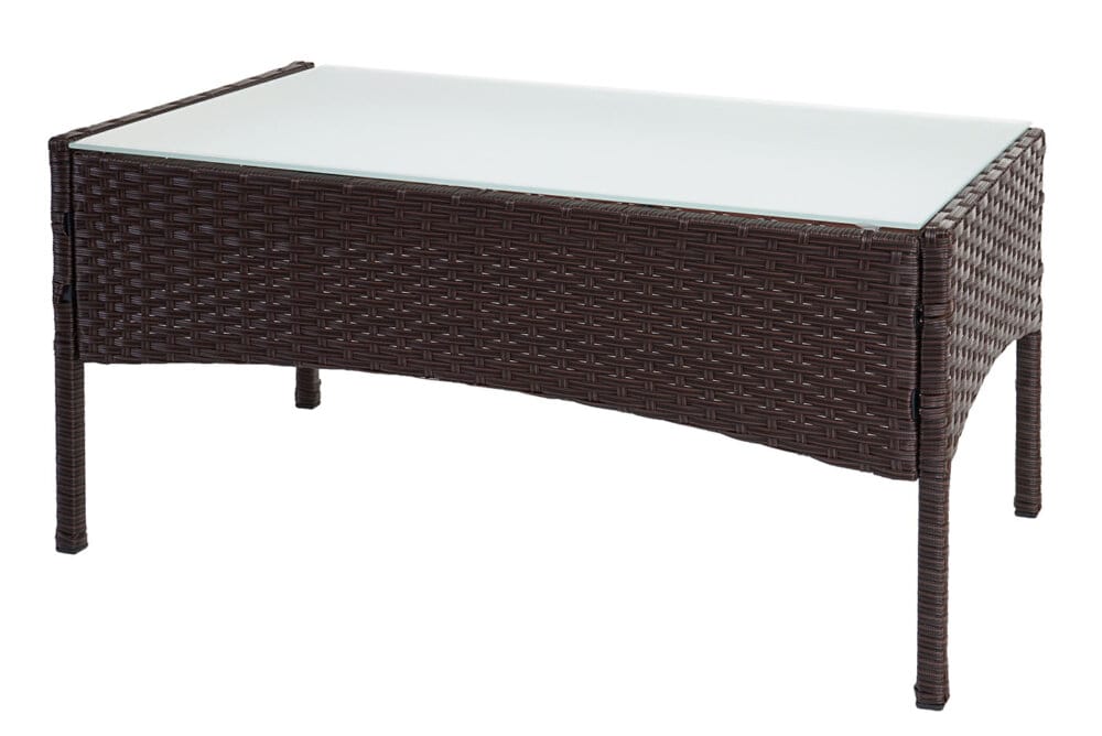 2-1-1 Rattan Garnitur Halden Sitzgruppe braun-meliert Kissen creme
