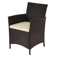 2-1-1 Rattan Garnitur Halden Sitzgruppe braun-meliert Kissen creme