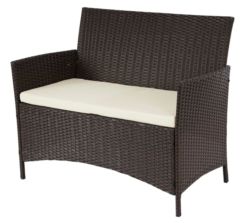 2-1-1 Rattan Garnitur Halden Sitzgruppe braun-meliert Kissen creme