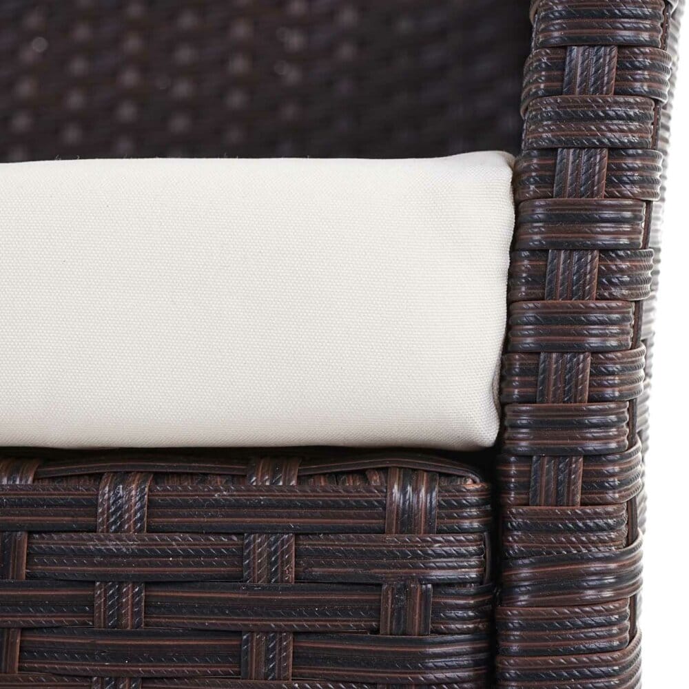 2-1-1 Rattan Garnitur Halden Sitzgruppe braun-meliert Kissen creme