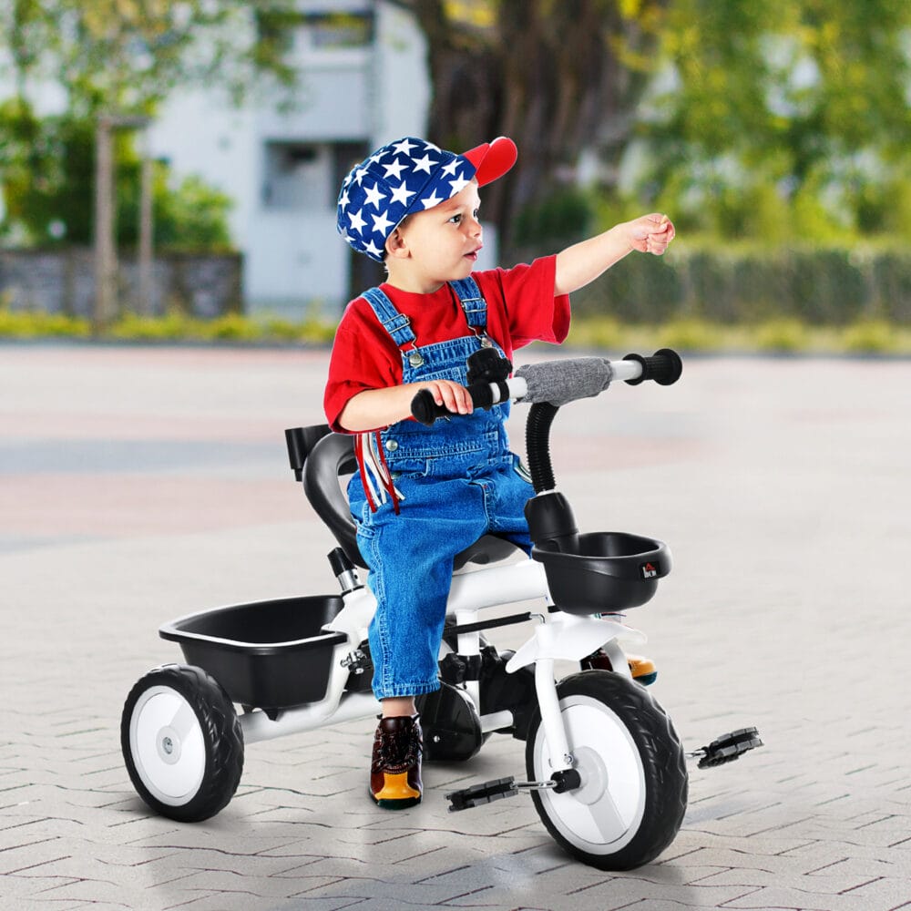 2 in 1 Kinderdreirad Jogger mit Lenksystem Samt-Touch Grau