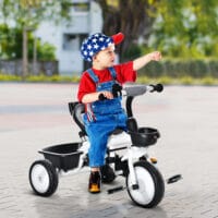 2 in 1 Kinderdreirad Jogger mit Lenksystem Samt-Touch Grau