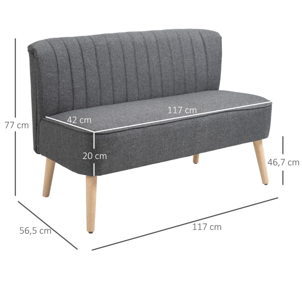 2-Sitzer Sofa Loungesofa mit Holzrahmen 117x56.5x77cm Dunkelgrau - Modernes Loungesofa mit stabilem Holzrahmen.