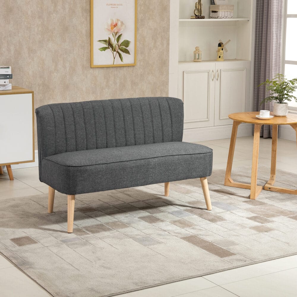 2-Sitzer Sofa Loungesofa mit Holzrahmen 117x56.5x77cm Dunkelgrau - Modernes Loungesofa mit stabilem Holzrahmen.