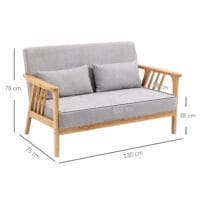 2-Sitzer Sofa Loveseat 130x75x78cm bis 200kg belastbar Grau - Robustes Loveseat-Sofa für zwei Personen, Grau.