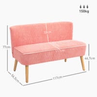 2-Sitzer Sofa 117x56.5x77cm Rosa - Kompaktes, farbenfrohes Sofa in Rosa.