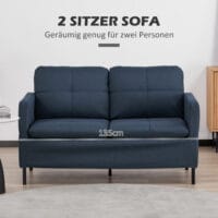 2-Sitzer Sofa 135x67x78cm Dunkelblau - Kompaktes, stilvolles Sofa in Dunkelblau.