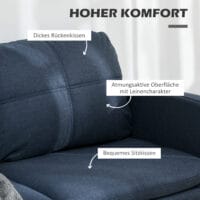 2-Sitzer Sofa 135x67x78cm Dunkelblau - Kompaktes, stilvolles Sofa in Dunkelblau.