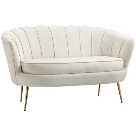 2-Sitzer Sofa Couch 130x77x77cm bis 150kg belastbar Creme - Robuste Couch in Cremefarbe.