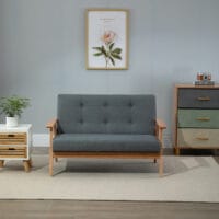 2-Sitzer Sofa Doppelsofa Loveseat 115x66.5x73cm Grau - Kompaktes Loveseat-Sofa für gemütliches Wohnen.