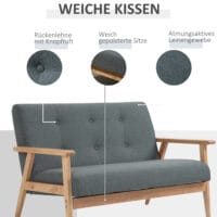 2-Sitzer Sofa Doppelsofa Loveseat 115x66.5x73cm Grau - Kompaktes Loveseat-Sofa für gemütliches Wohnen.