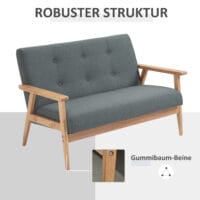 2-Sitzer Sofa Doppelsofa Loveseat 115x66.5x73cm Grau - Kompaktes Loveseat-Sofa für gemütliches Wohnen.