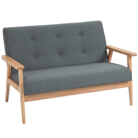 2-Sitzer Sofa Doppelsofa Loveseat 115x66.5x73cm Grau - Kompaktes Loveseat-Sofa für gemütliches Wohnen.