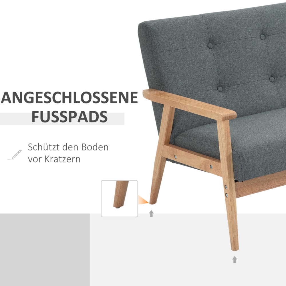 2-Sitzer Sofa Doppelsofa Loveseat 115x66.5x73cm Grau - Kompaktes Loveseat-Sofa für gemütliches Wohnen.