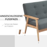 2-Sitzer Sofa Doppelsofa Loveseat 115x66.5x73cm Grau - Kompaktes Loveseat-Sofa für gemütliches Wohnen.