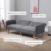 2-Sitzer Sofa Gästebett Bettsofa 173x75x73cm Grau - Vielseitiges Bettsofa für Gäste, in Grau.