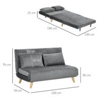 2-Sitzer Sofa Gästebett klappbar 130x78x79cm Grau - Klappsofa für Gäste in kompakter Grösse, Grau.