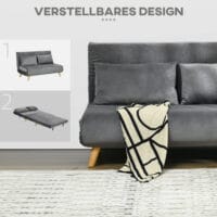 2-Sitzer Sofa Gästebett klappbar 130x78x79cm Grau - Klappsofa für Gäste in kompakter Grösse, Grau.