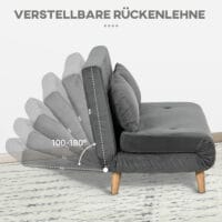 2-Sitzer Sofa Gästebett klappbar 130x78x79cm Grau - Klappsofa für Gäste in kompakter Grösse, Grau.