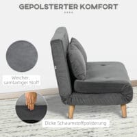 2-Sitzer Sofa Gästebett klappbar 130x78x79cm Grau - Klappsofa für Gäste in kompakter Grösse, Grau.