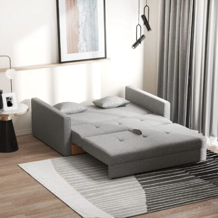 2-Sitzer Sofa Gästebett mit verstecktem Stauraum 152x101x81cm Grau - Sofa mit verstecktem Stauraum für Gäste.