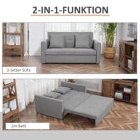 2-Sitzer Sofa Gästebett mit verstecktem Stauraum 152x101x81cm Grau - Sofa mit verstecktem Stauraum für Gäste.