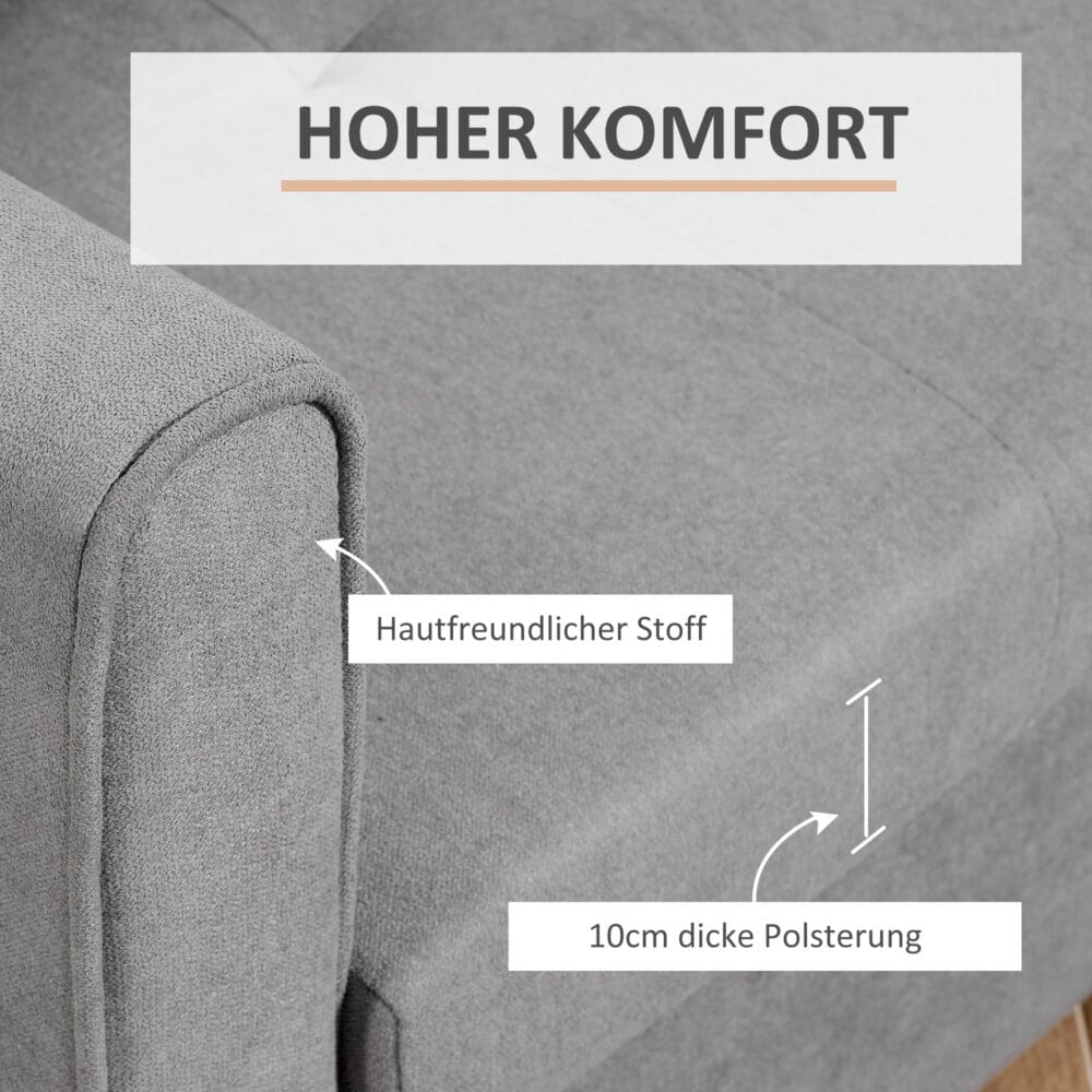 2-Sitzer Sofa Gästebett mit verstecktem Stauraum 152x101x81cm Grau - Sofa mit verstecktem Stauraum für Gäste.