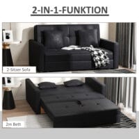 2-Sitzer Sofa Gästebett mit verstecktem Stauraum 152x101x81cm Kohlegrau - Multifunktionales Sofa mit verstecktem Stauraum.