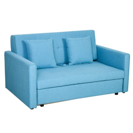 2-Sitzer Sofa Gästebett mit verstecktem Stauraum Hellblau - Klappsofa mit Stauraum für Übernachtungsgäste.