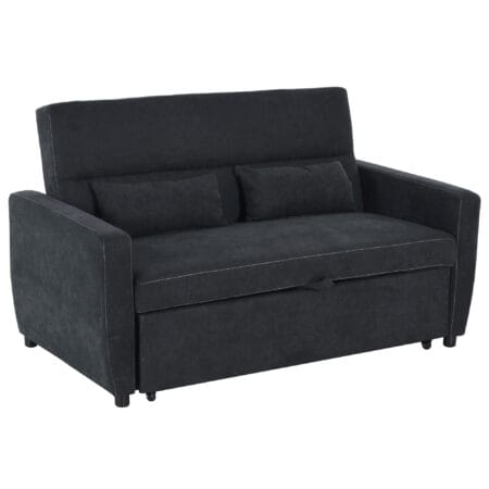 2-Sitzer Sofa Klappsofa Gästebett 148x82x89cm Schwarz - Elegantes, platzsparendes Klappsofa für Gäste in Schwarz.