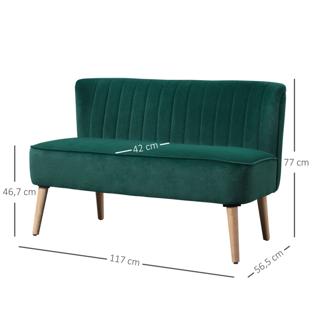 2-Sitzer Sofa Loungesofa 117x56.5x77cm Dunkelgrün - Elegantes Loungesofa in modischem Dunkelgrün.