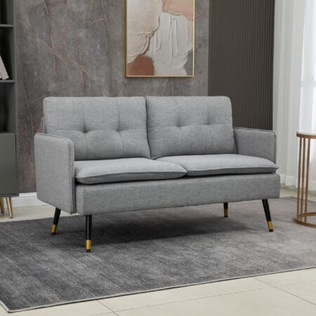 2-Sitzer Sofa Loveseat 139x68x76cm Grau - Kompaktes Loveseat-Sofa in dezentem Grau.