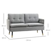 2-Sitzer Sofa Loveseat 139x68x76cm Grau - Kompaktes Loveseat-Sofa in dezentem Grau.