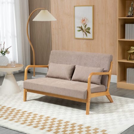 2-Sitzer Sofa Loveseat mit Kissen 122x71x76cm Hellgrau - Bequemes Loveseat mit Kissen, in Hellgrau.