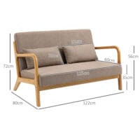 2-Sitzer Sofa Loveseat mit Kissen 122x71x76cm Hellgrau - Bequemes Loveseat mit Kissen, in Hellgrau.