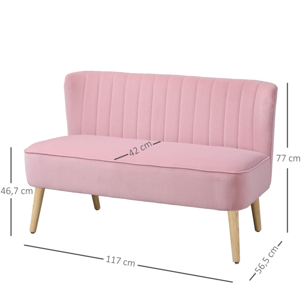 2-Sitzer Sofa Polstersofa 117x56.5x77cm Rosa - Gemütliches Polstersofa in modernem Rosa.