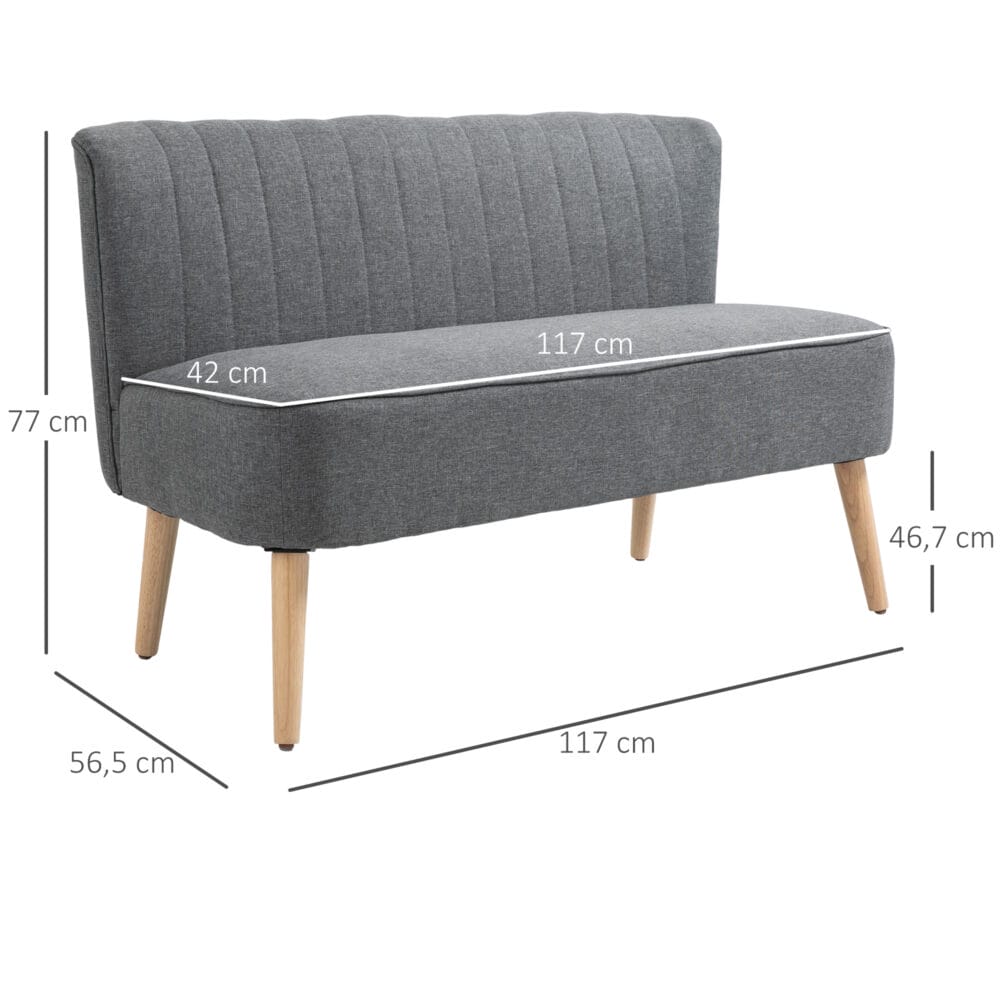 2-Sitzer Sofa Polstersofa mit Holzrahmen 117x56.5x77cm Hellgrau - Polstersofa mit Holzrahmen, in dezentem Hellgrau.