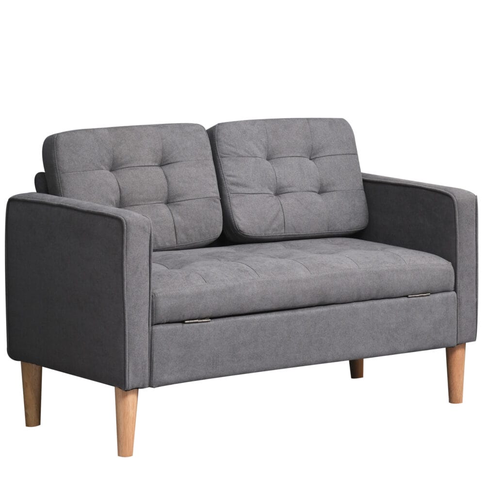 2-Sitzer Sofa mit Stauraum 117x62x78cm Grau - Kompaktes Sofa mit verstecktem Stauraum.