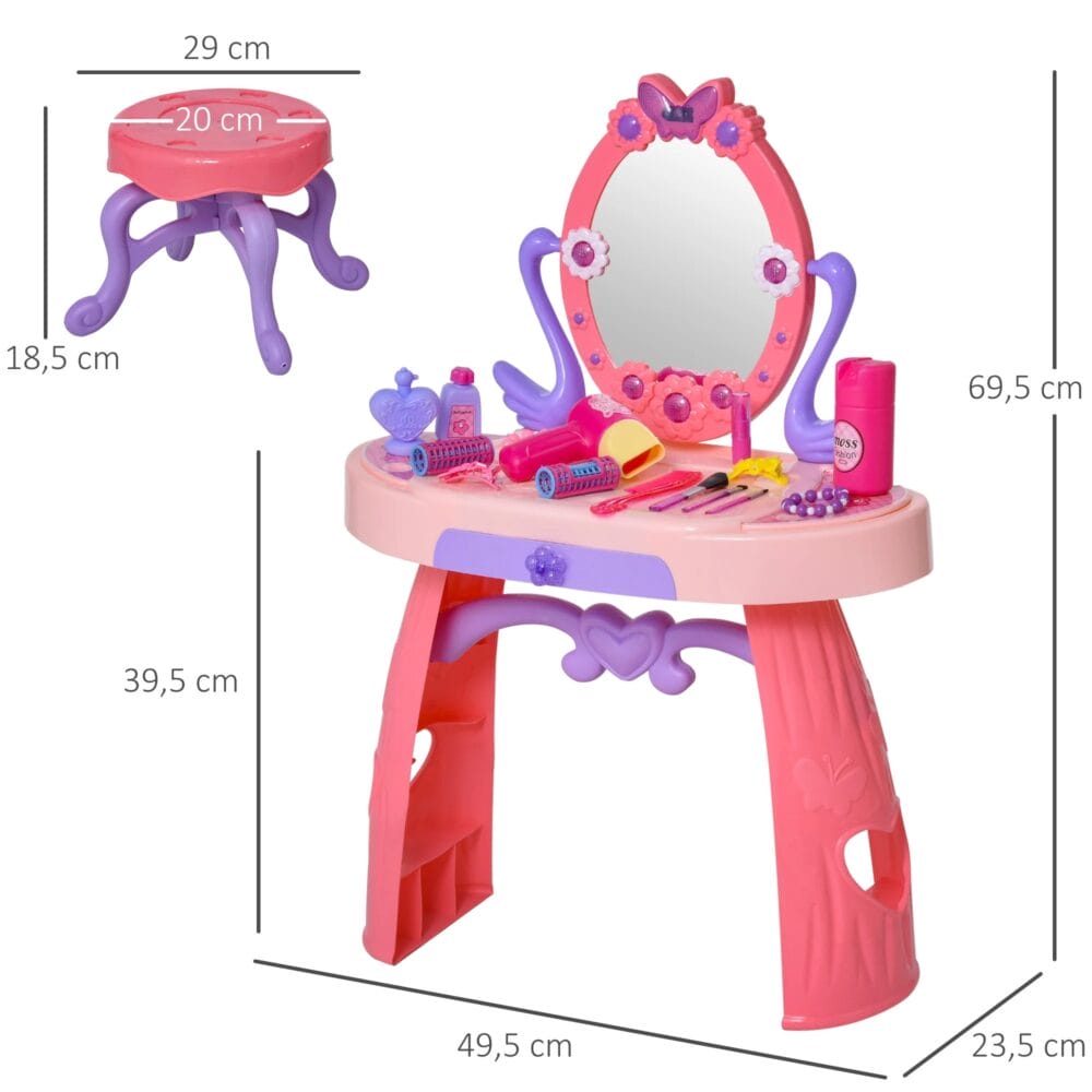 28tlg. Kinder Schminktisch Frisiertisch mit Infrarotsensor