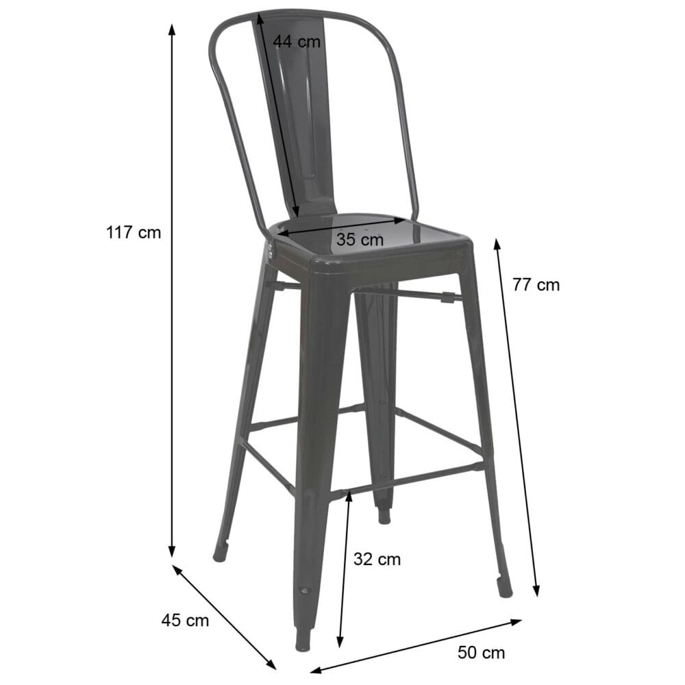 2er-Set Barhocker JAM-A73 Industriedesign schwarz