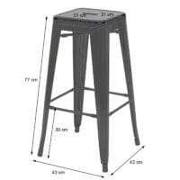 2er-Set Barhocker JAM-A73 Metall Industriedesign stapelbar grau