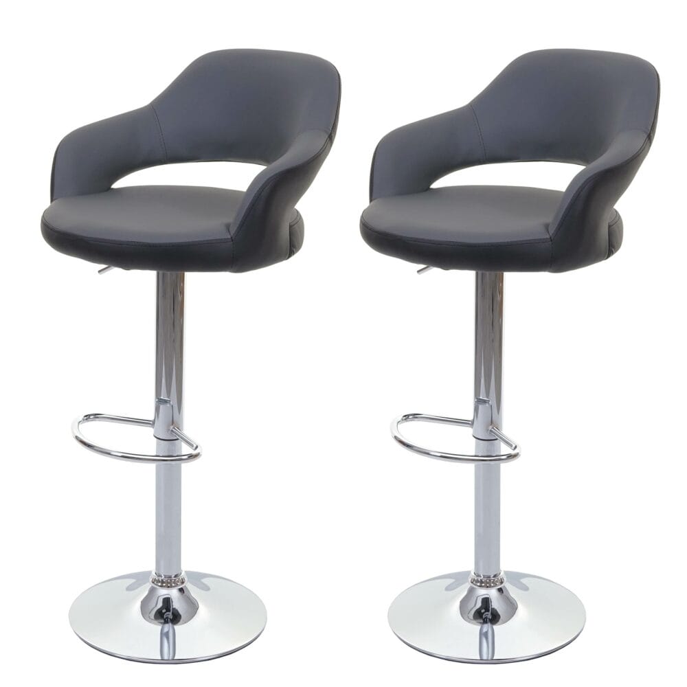 2er-Set Barhocker JAM-F16 Drehhocker mit Lehne grau-schwarz