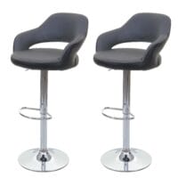 2er-Set Barhocker JAM-F16 Drehhocker mit Lehne grau-schwarz
