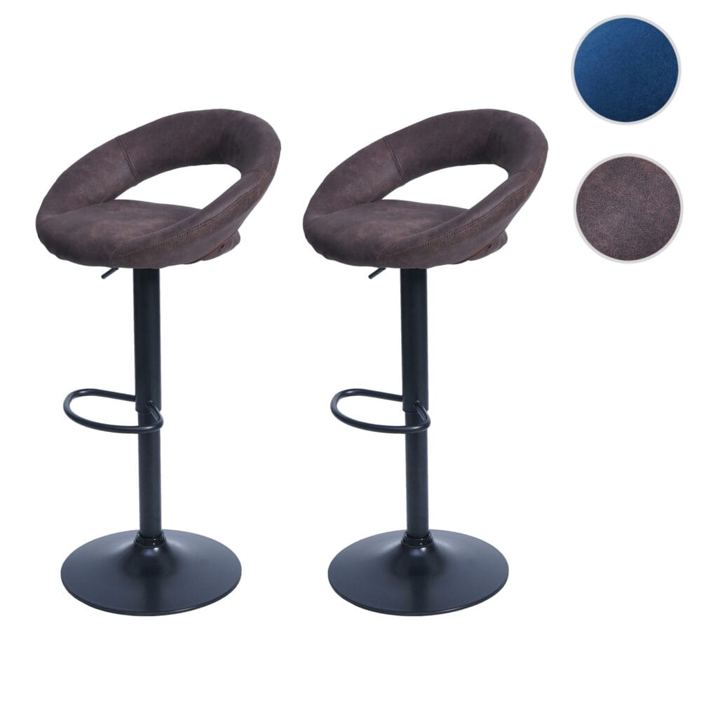 2er-Set Barhocker JAM-F46 Bistrohocker schwarz vintage dunkelbraun