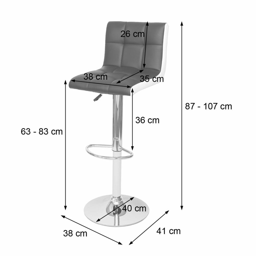 2er-Set Barhocker JAM-G87 höhenverstellbar grau-weiss