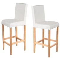 2er-Set Barhocker Vicenza Holz+LEDER creme helle Beine