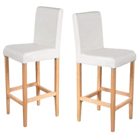 2er-Set Barhocker Vicenza Holz+LEDER creme helle Beine