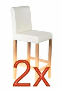 2er-Set Barhocker Vicenza Holz+LEDER creme helle Beine