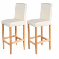 2er-Set Barhocker Vicenza Holz+LEDER creme helle Beine