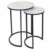 2er-Set Beistelltisch JAM-K46 Marmor-Optik FSC weiss-schwarz